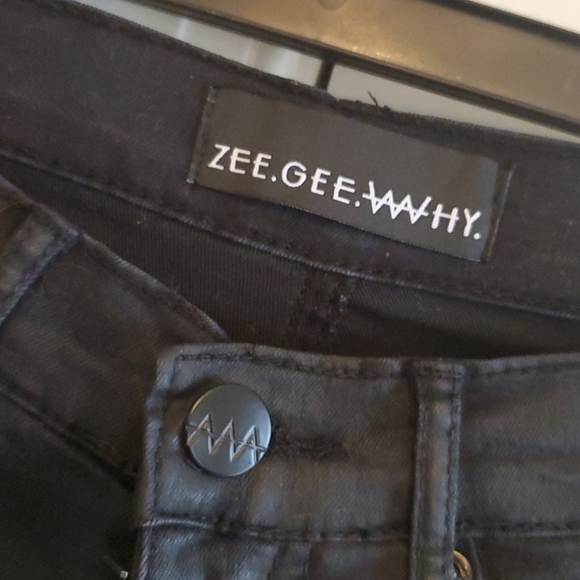 ladies zee gee why black coated pants 28 sizzle - Picture 3 of 6